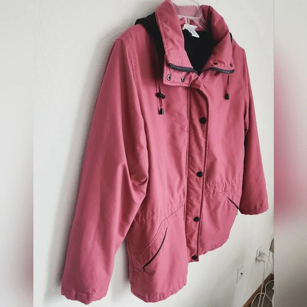 Blair Women's Mauve/Pink Jacket Hood Cinch Waist Pockets Zip/Snap Close Euc Sz M — image 3 of 8